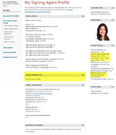 Notaries should update their SigningAgent.com profiles to reflect any diverse business certifications they have.